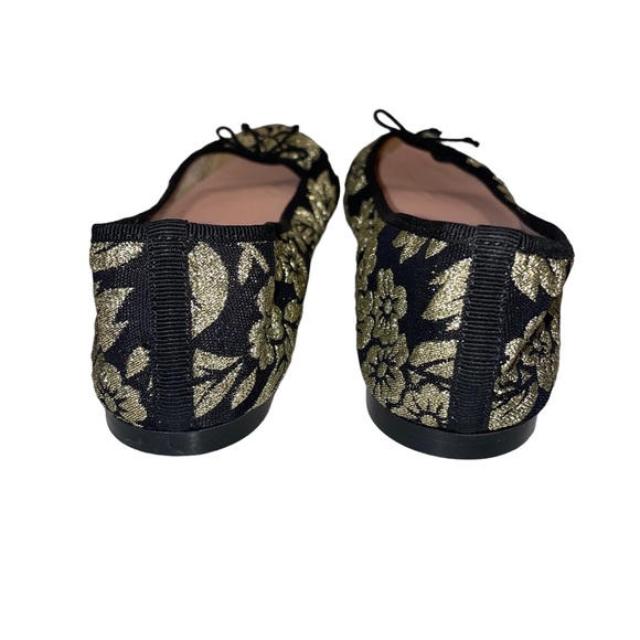 NEW J CREW gold floral print and black pointy toe flats Ballet Shoes Size 6.5. - Picture 6 of 8